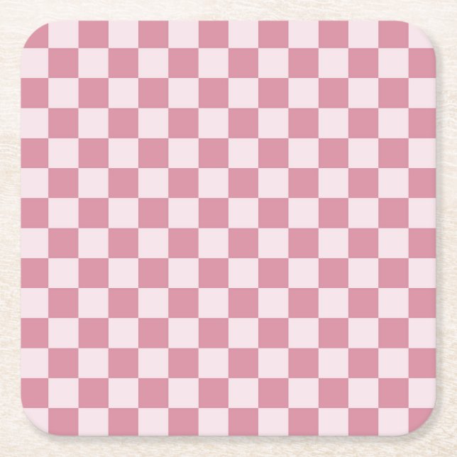 Dusty rose checkerboard pattern rechteckiger pappuntersetzer (Vorderseite)