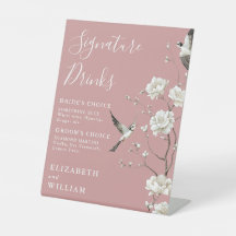 Dusty Rose Chinoiserie Signature Drinks Hochzeit