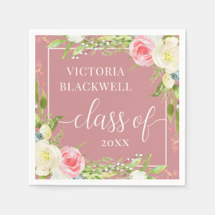Dusty Rose Class of 2022 Floral Abschluss Serviette