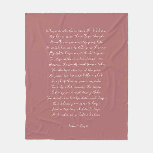 Dusty Rose Custom Poem Song Lyric Quote  Fleecedecke (Vorderseite)
