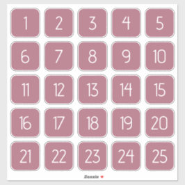 Dusty Rose Customizable Square Number Stickers Aufkleber