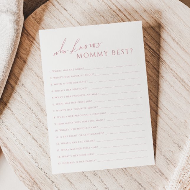 Dusty Rose, die Mama Baby Shower Game Card kennt Einladung (Von Creator hochgeladen)