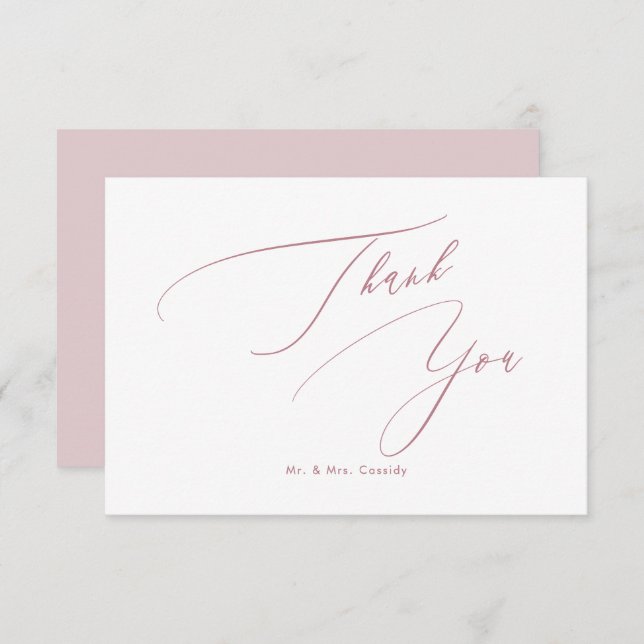 Dusty Rose DIY farben Luxe Script Vielen Dank Dankeskarte (Vorne/Hinten)