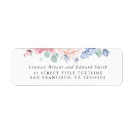 Dusty Rose Dusty Blue Floral Wedding Label