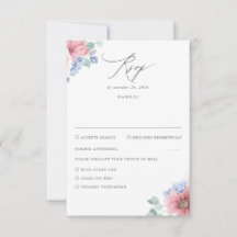 Dusty Rose Dusty Blue Floral Wedding RSVP