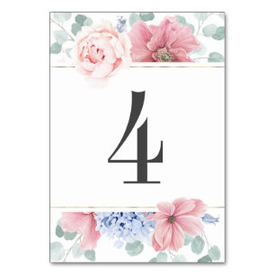 Dusty Rose Dusty Blue Floral Wedding Tischnummer