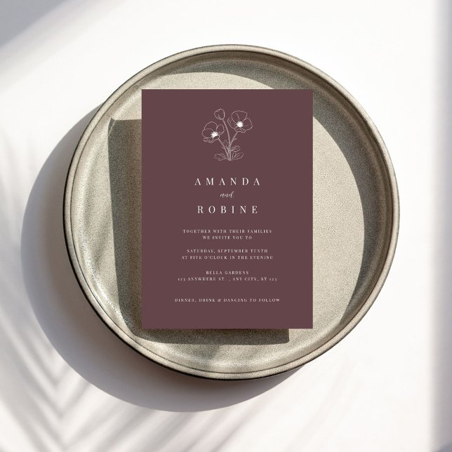 Dusty Rose Einfache Elegante Hochzeit Einladung (Von Creator hochgeladen)