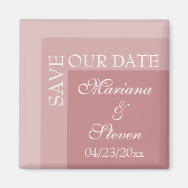 Dusty Rose Einfache moderne Chic Script Hochzeit Magnet