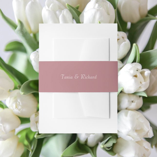 Dusty Rose Einfache, stilisierte Namenssehe Einladungsbanderole (In Situ Wedding)