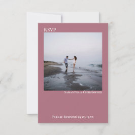 Dusty Rose Einfaches Modernes Minimalistisches Fot RSVP Karte