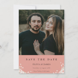 Dusty Rose Elegant Cute Photo Whispered Petals  Save The Date