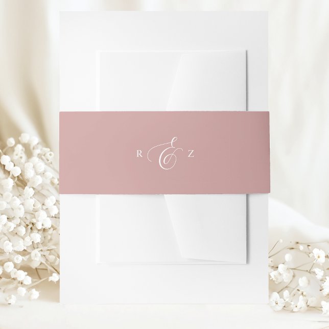 Dusty Rose Elegant Simple Monogram Wedding Einladungsbanderole (Von Creator hochgeladen)
