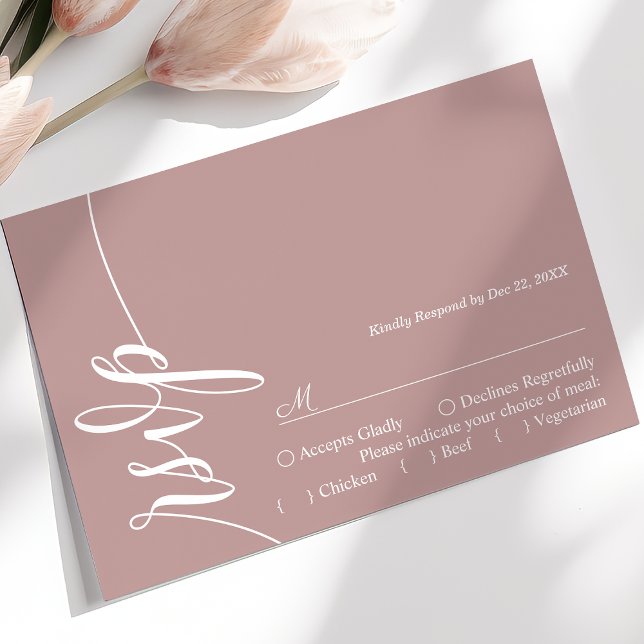 Dusty Rose Elegante Calligrafy Wedding RSVP Card Karte (Von Creator hochgeladen)