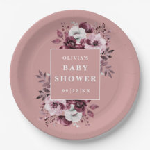 Dusty Rose Elegante Country Floral Baby Dusche