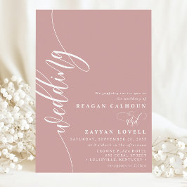 Dusty Rose Elegante Kalligrafie Script Wedding Einladung
