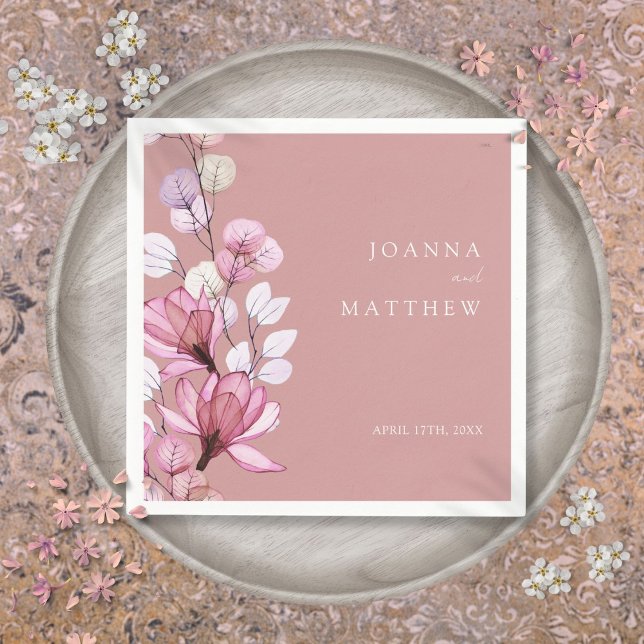 Dusty Rose Elegante Moderne Blumenhochzeit Serviette (Dusty Rose Elegant Modern Floral Wedding Napkins)