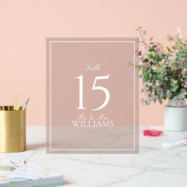 Dusty Rose Elegante Script Wedding Tischnummer Acrylschild