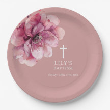 Dusty Rose Elegante Wasserfarben Blühende Taufe