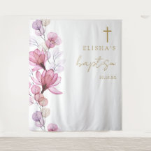 Dusty Rose Elegantes florales Taufen Foto Hintergr