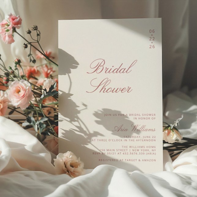 Dusty Rose Elegantes Kalligrafisches Brautparty Einladung (Von Creator hochgeladen)