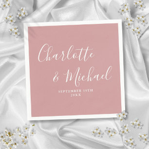 Dusty Rose Elegantes Skript Minimalistisch Serviette