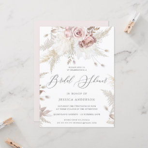 Dusty Rose & Elfenbein Grosses Brautparty Invi Einladung