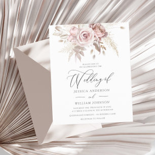 Dusty Rose Elfenbeinflora Einladung zur Hochzeit