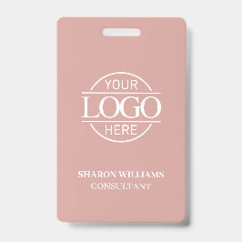 Dusty Rose Employee ID with Custom Business Logo Ausweis