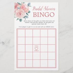 Dusty Rose Eucalyptus Brautparty Bingo Game