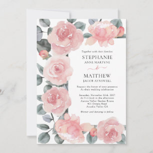 Dusty Rose Eucalyptus Elegante Hochzeit der Blumen Einladung