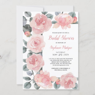 Dusty Rose Eucalyptus Elegantes Brautparty Einladung