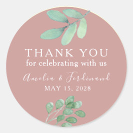 Dusty Rose Eucalyptus Wedding Danke Sticker