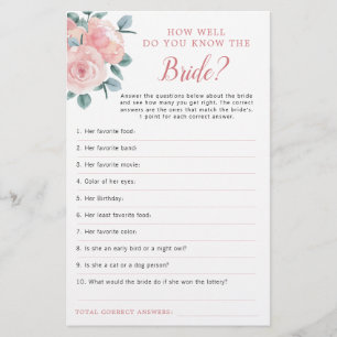 Dusty Rose Eukalyptus Floral Brautparty Game