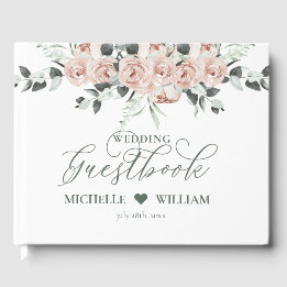 Dusty Rose Eukalyptus Floral Script Wedding Gästebuch