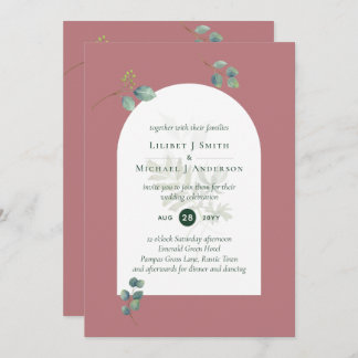 Dusty Rose Eukalyptus Greenery Wedding Arch Einladung