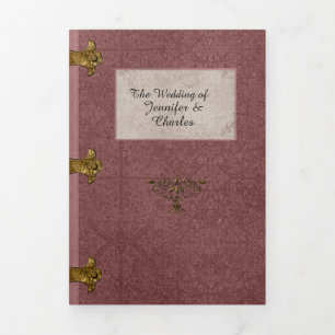 Dusty Rose Fairy Tale Wedding Foto Dreifach Gefaltete Einladung