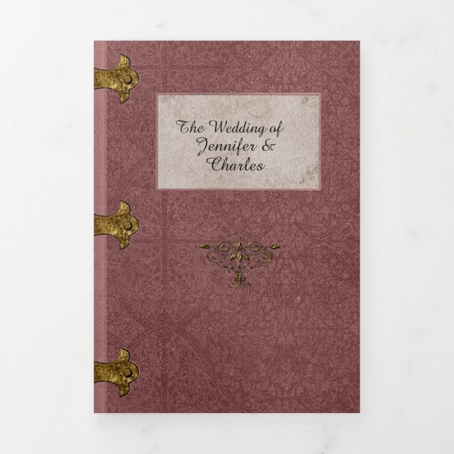 Dusty Rose Fairy Tale Wedding Foto Dreifach Gefaltete Einladung (Cover)