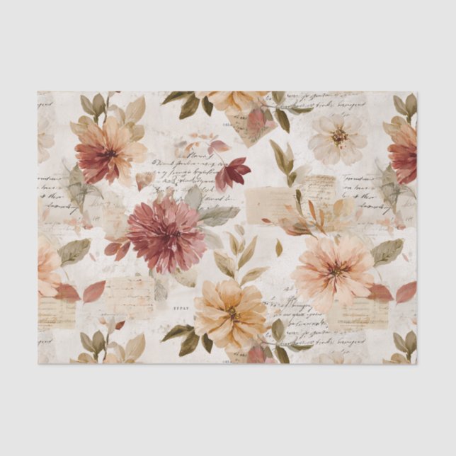 Dusty Rose Fall Floral Seidenpapier (Vorderseite)