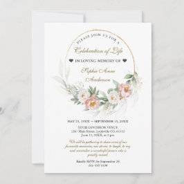 Dusty Rose Feier zum Gedenken an die Beerdigung de Einladung