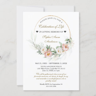 Dusty Rose Feier zum Gedenken an die Beerdigung de Einladung