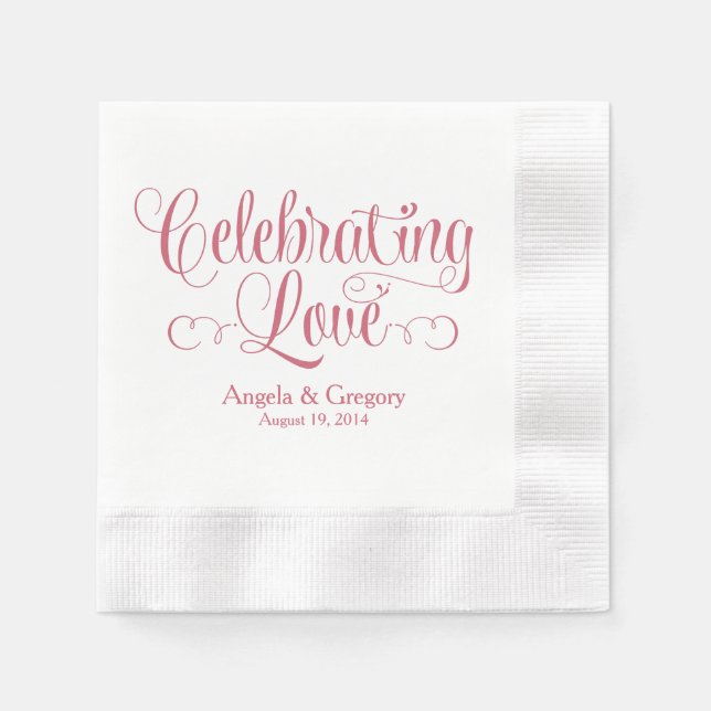 Dusty Rose feiert Liebe Personalisiert Hochzeit Serviette (Vorderseite)