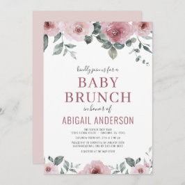 Dusty Rose Floral Baby Brunch Einladung