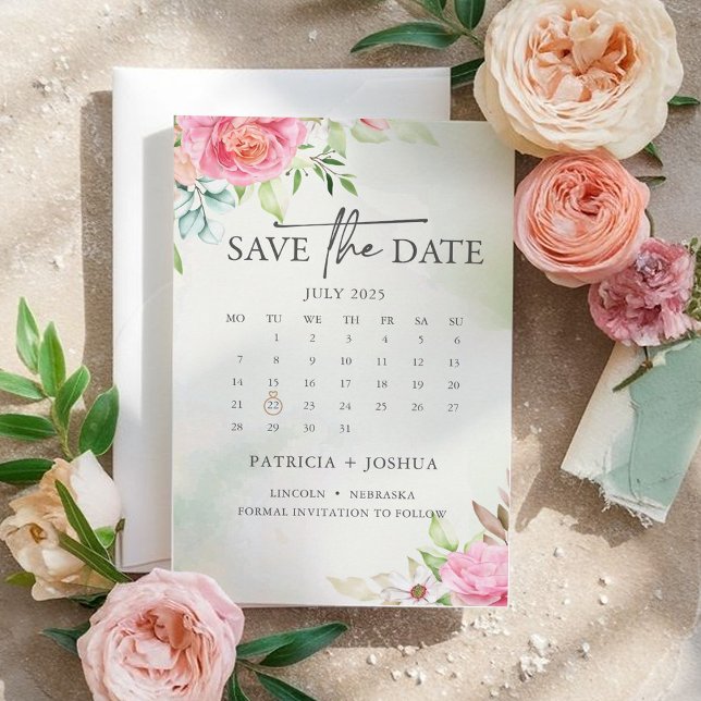Dusty Rose Floral Boho Save the Date Card (Von Creator hochgeladen)