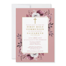 Dusty Rose Floral Botanischer Erste Heilige Kommun