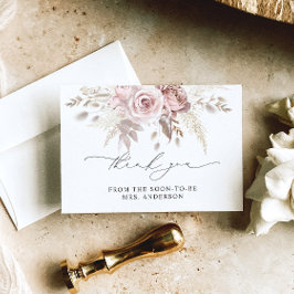 Dusty Rose Floral Brautparty Danke Karte