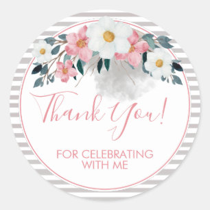 Dusty Rose Floral Danke Runder Aufkleber