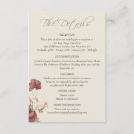 Dusty Rose Floral Elegante Hochzeitskarte Begleitkarte