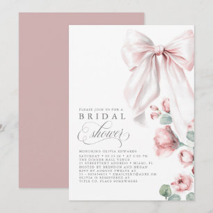 Dusty Rose Floral Elegantes Bow Brautparty Einladung