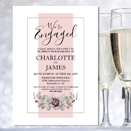 Dusty Rose Floral Eukalyptus Engagement Party Einladung