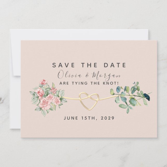 Dusty Rose Floral Eukalyptus Wedding Save The Date (Vorderseite)